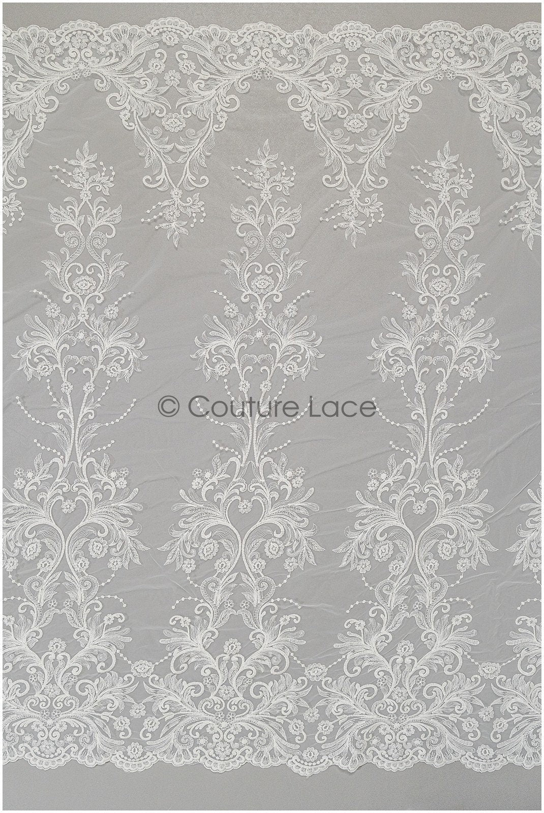 Weicher Braut Spitzenstoff Off-White/ royaler Spitzenstoff für Brautkleid/ Ornament Spitzenstoff// L21-073