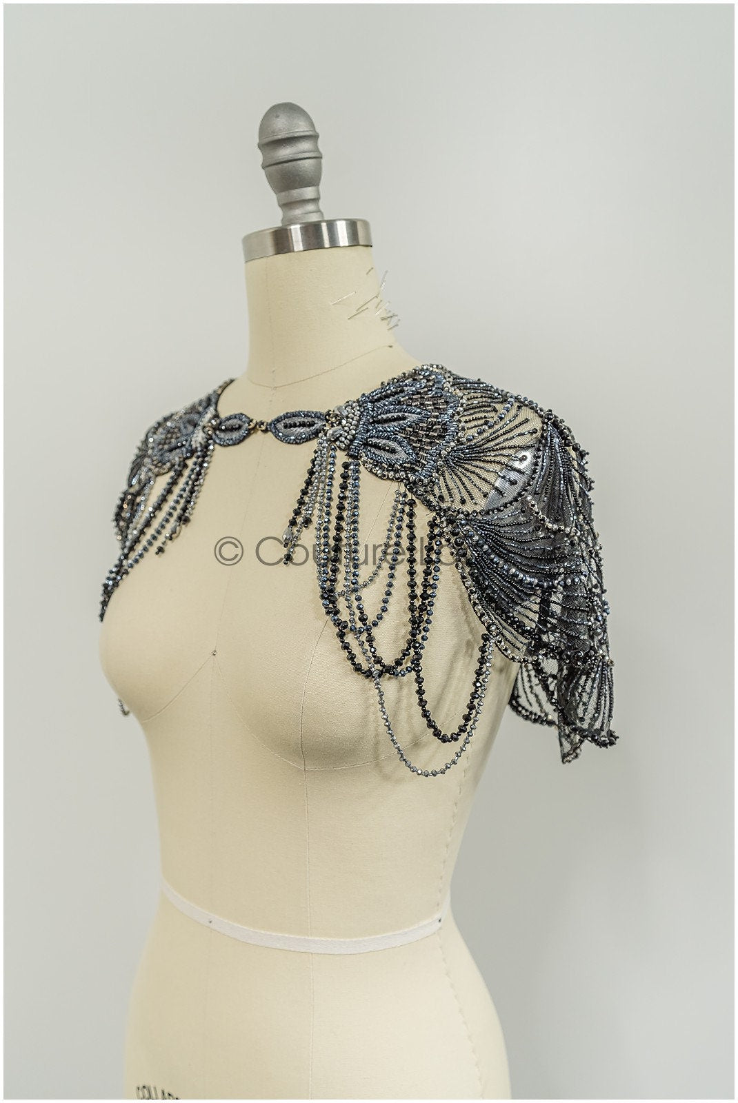Black bridal cape/wedding cape/cover up/rhinestone bolero/pearl capelet/bridal bolero// E19-019BL