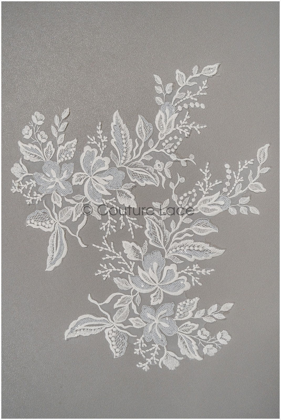 Blumen Spitzen Applikation, SpitzenBlume Applikation, SpitzenBlume Applikation, BrautSpitze Blumen Applikationen// A21-243