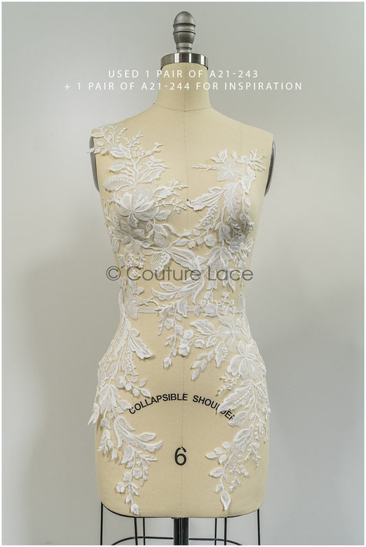 Blumen Spitzen Applikation, SpitzenBlume Applikation, SpitzenBlume Applikation, BrautSpitze Blumen Applikationen// A21-243