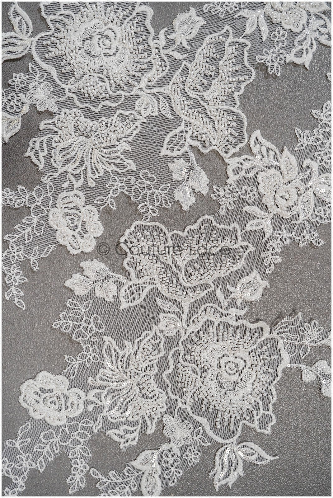 schwere PerlenBlumen Spitze Applikation für Hochzeitskleid, floraler Spitzenaufnäher mit Perlen und Perlen// A21-247
