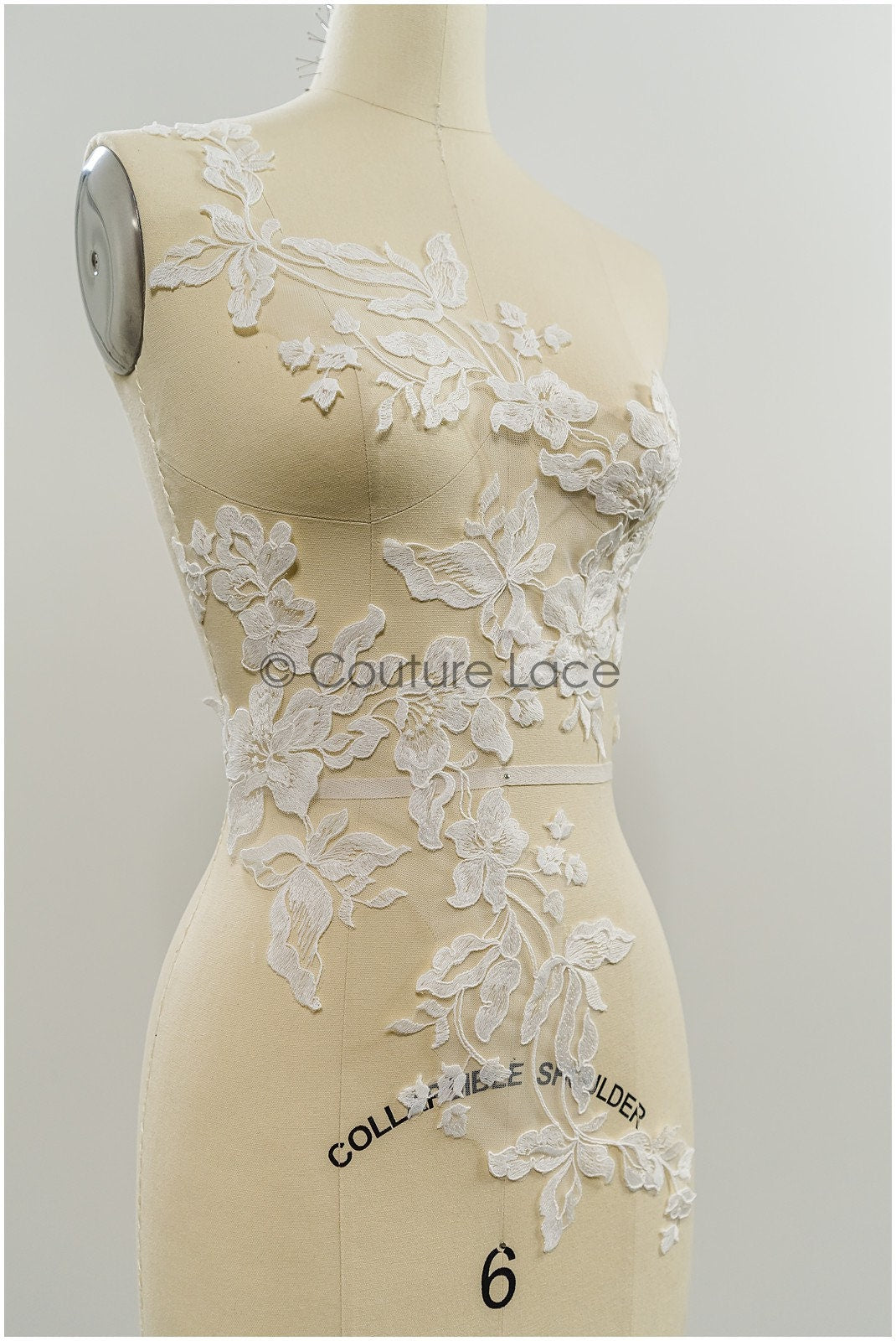 Floral lace appliques for bridal dress, floral lace patches, embroidered lace appliques, corded lace appliques off-white// A21-241