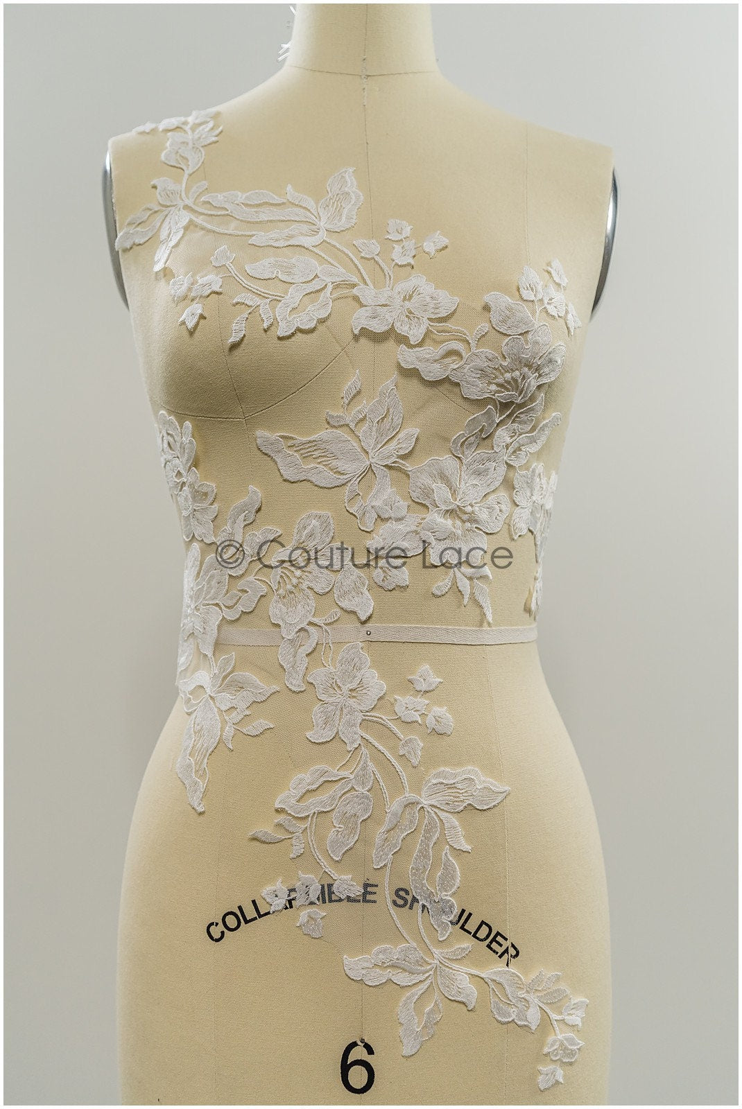 Floral lace appliques for bridal dress, floral lace patches, embroidered lace appliques, corded lace appliques off-white// A21-241