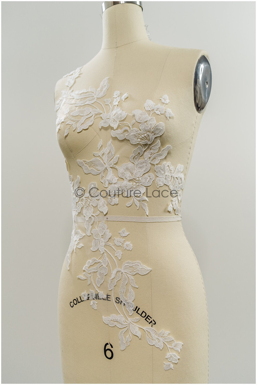 Floral lace appliques for bridal dress, floral lace patches, embroidered lace appliques, corded lace appliques off-white// A21-241