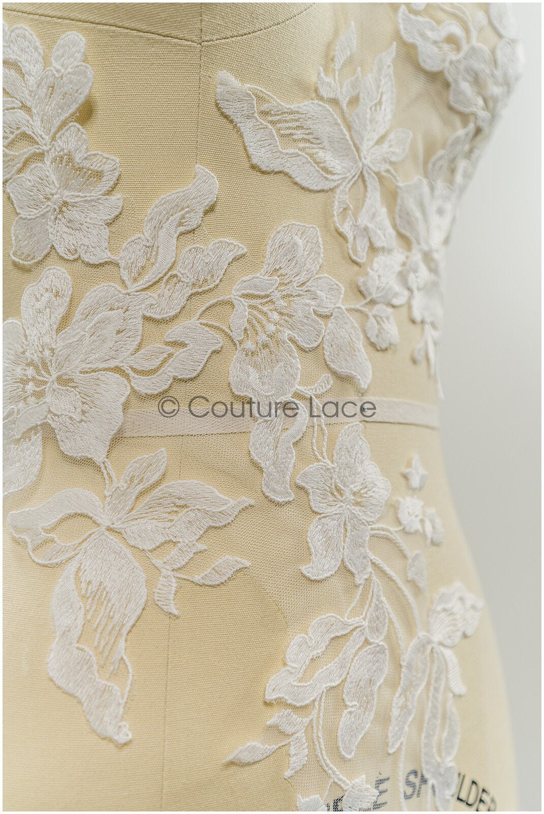 Floral lace appliques for bridal dress, floral lace patches, embroidered lace appliques, corded lace appliques off-white// A21-241