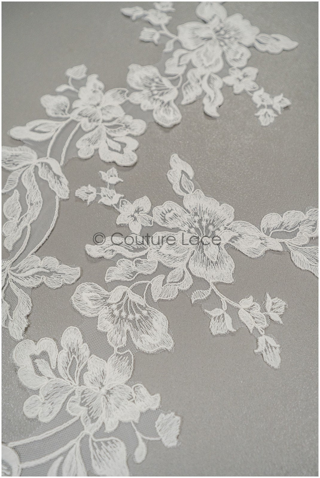 Floral lace appliques for bridal dress, floral lace patches, embroidered lace appliques, corded lace appliques off-white// A21-242