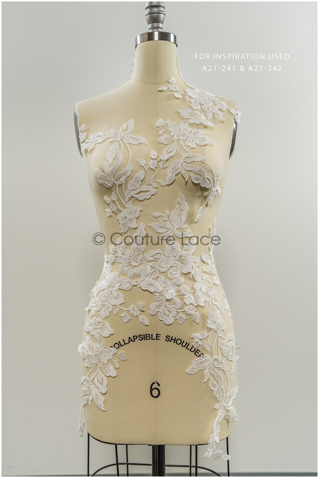 Floral lace appliques for bridal dress, floral lace patches, embroidered lace appliques, corded lace appliques off-white// A21-242
