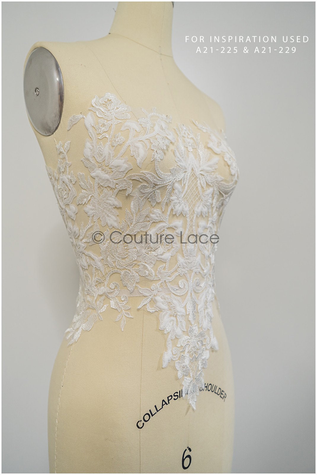 Floral lace applique for wedding dress, floral lace patch, embroidered lace applique, bridal applique// A21-229