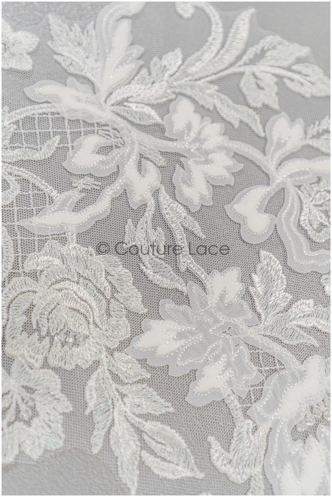 Floral lace applique for wedding dress, floral lace patch, embroidered lace applique, bridal applique// A21-225