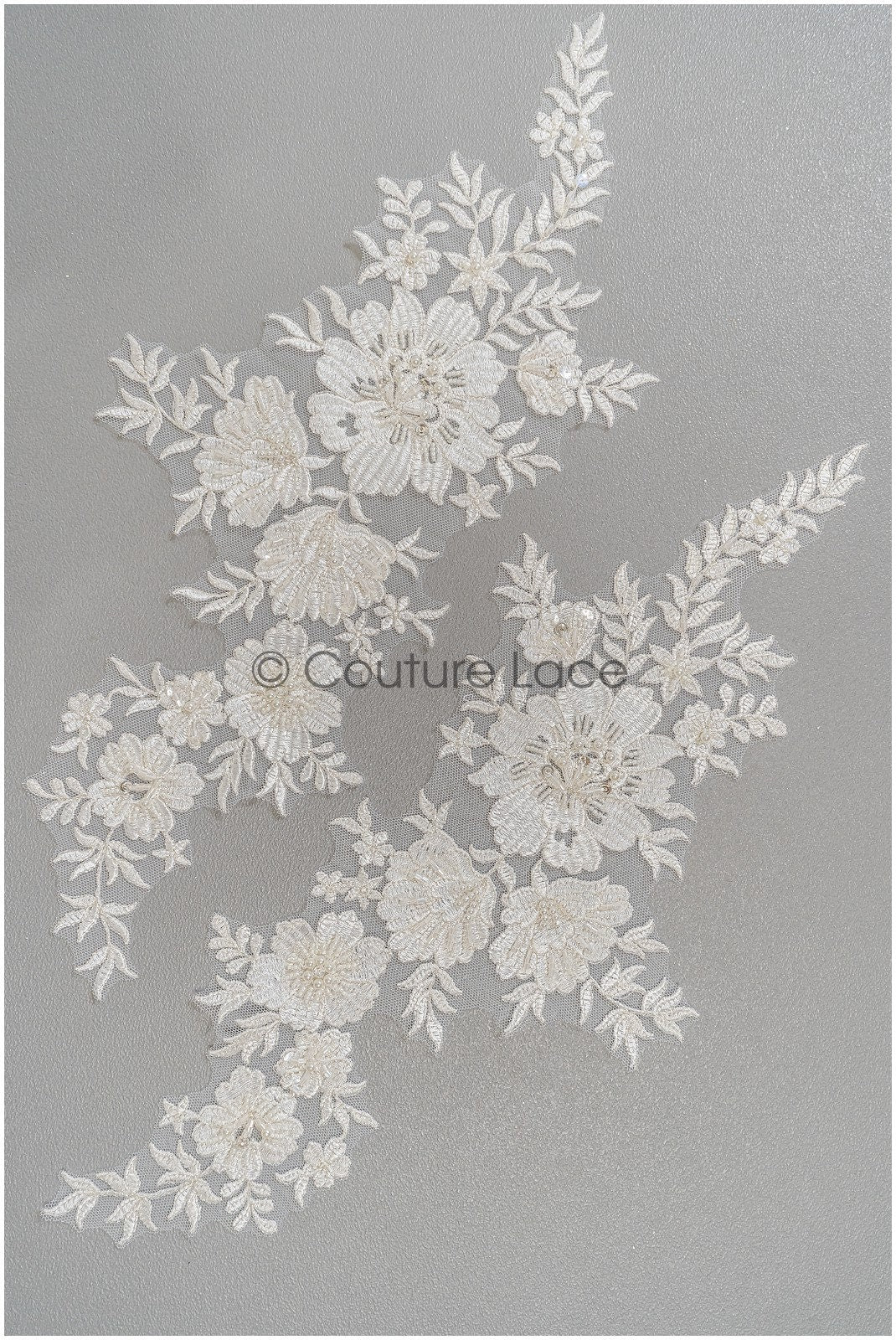 Perlen Applikation für Brautkleid, Blumenspitze Aufnäher, bestickte Spitzenapplikation, Brautapplikation// A21-227