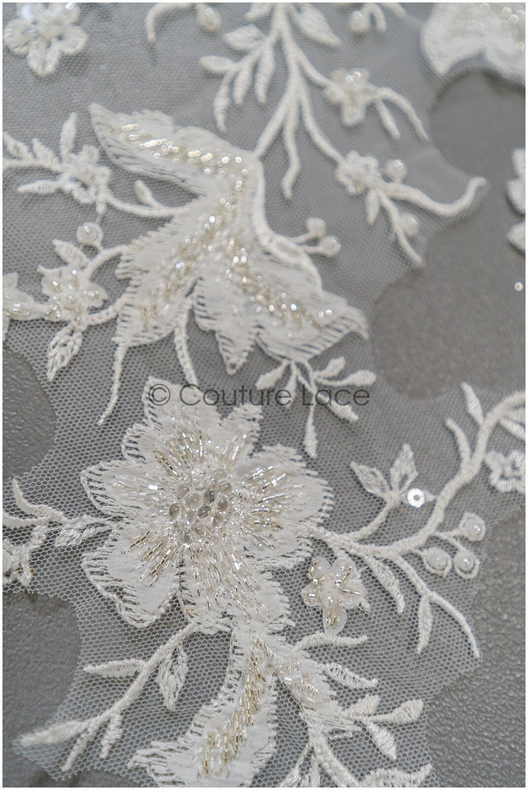 handbestickte Florale SpitzenApplikation für Brautkleid, Blumenspitze Aufnäher, bestickte Spitzenapplikation, Brautapplikation// A21-226