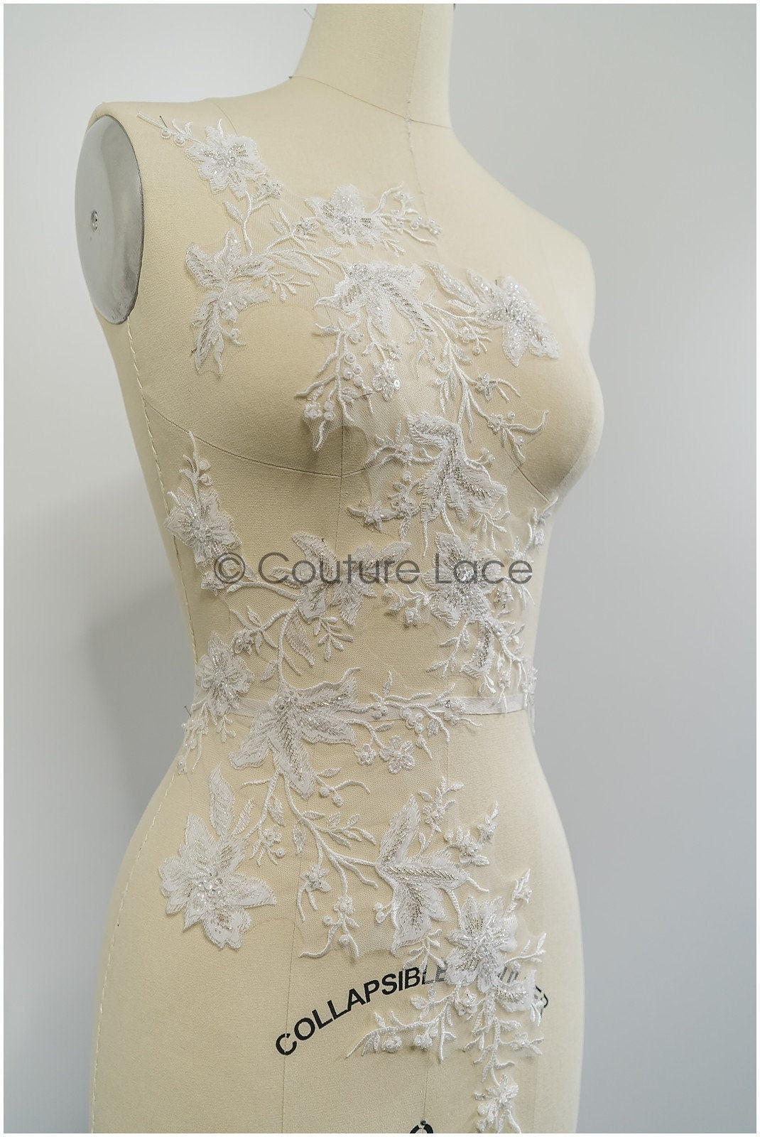 handbestickte Florale SpitzenApplikation für Brautkleid, Blumenspitze Aufnäher, bestickte Spitzenapplikation, Brautapplikation// A21-226