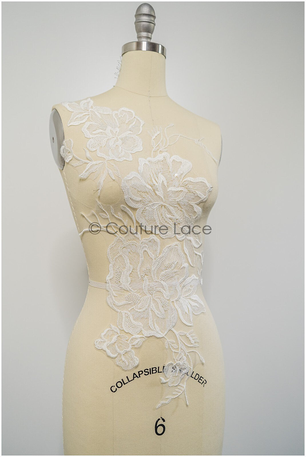 Perlen Applikation für Brautkleid, Blumenspitze Aufnäher, bestickte Spitzenapplikation, Brautapplikation// A21-224