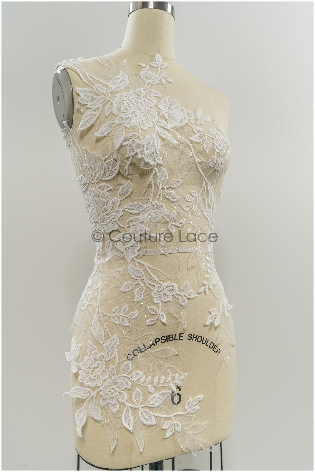 Floral lace appliques for bridal dress, floral lace patches, embroidered lace appliques, corded lace appliques off-white// A21-220