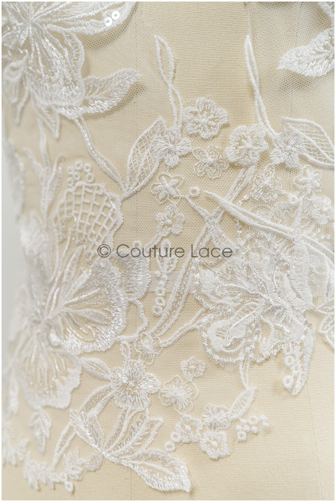 Floral lace appliques for bridal dress, floral lace patches, embroidered lace appliques, corded lace appliques off-white// A21-219