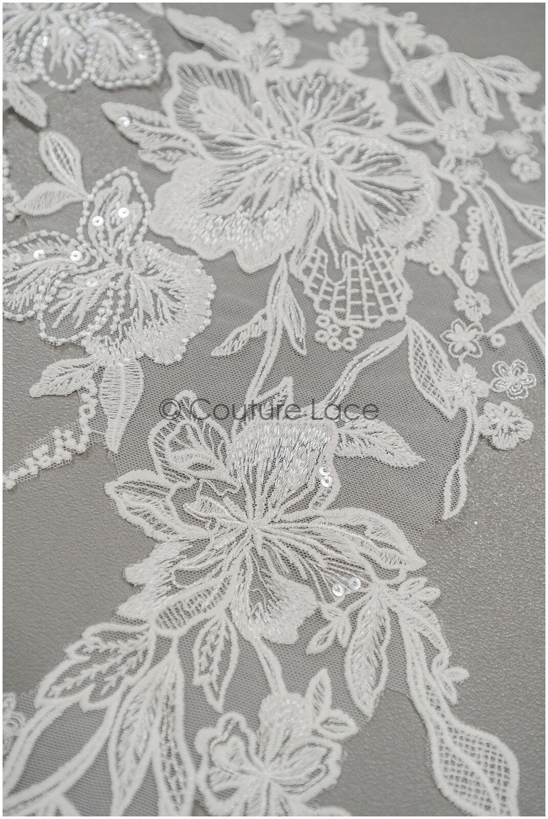 Floral lace appliques for bridal dress, floral lace patches, embroidered lace appliques, corded lace appliques off-white// A21-219