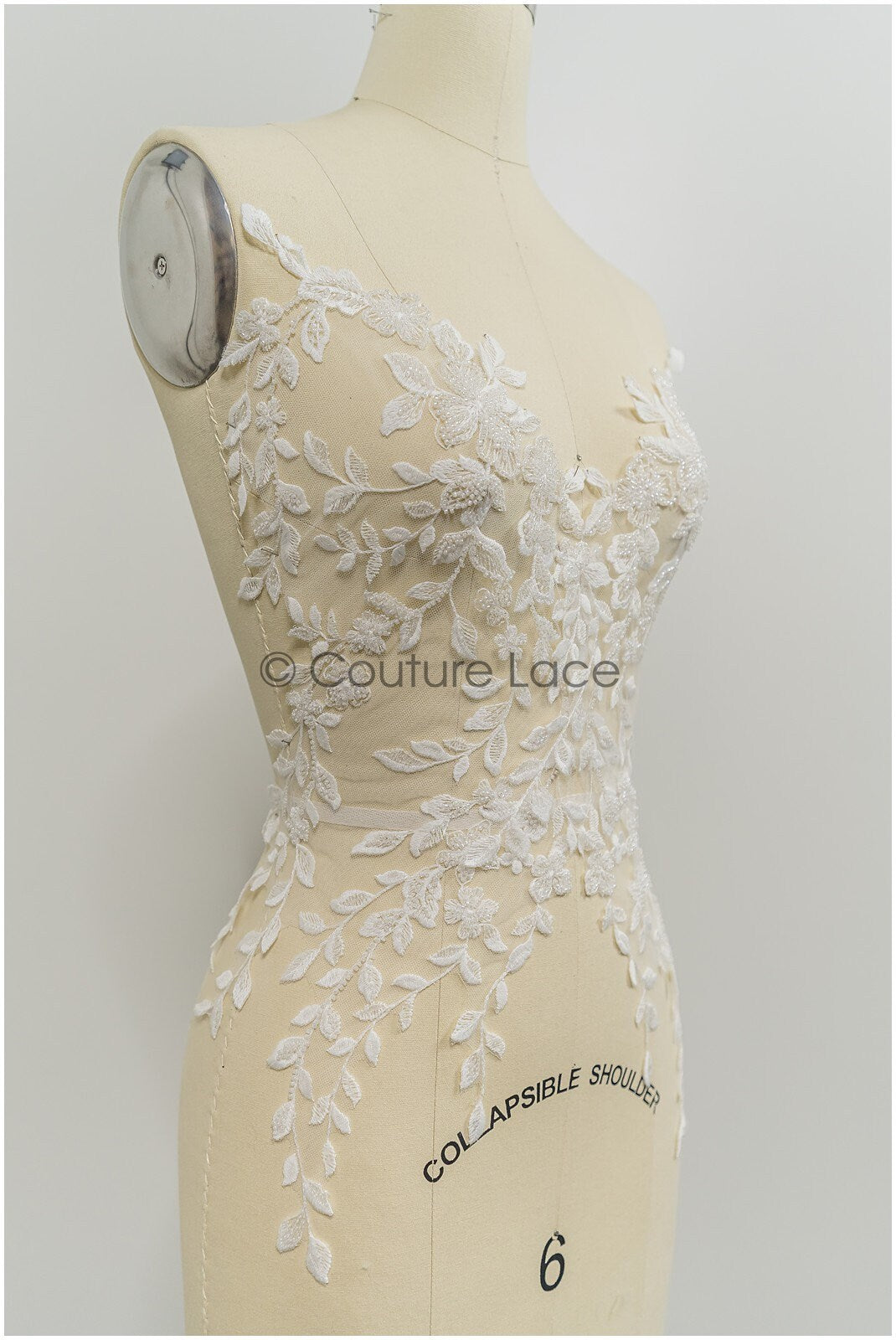 Perlen-Applikationen für Brautkleid, Blumen-Spitzen-Patches, bestickte Spitzenapplikationen, kordelierte Spitzenapplikationen off-white// A21-217