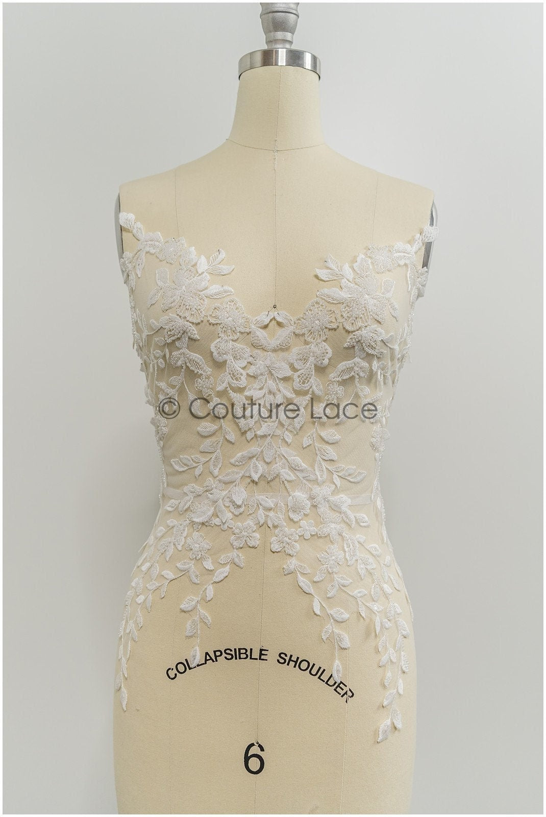 Perlen-Applikationen für Brautkleid, Blumen-Spitzen-Patches, bestickte Spitzenapplikationen, kordelierte Spitzenapplikationen off-white// A21-217