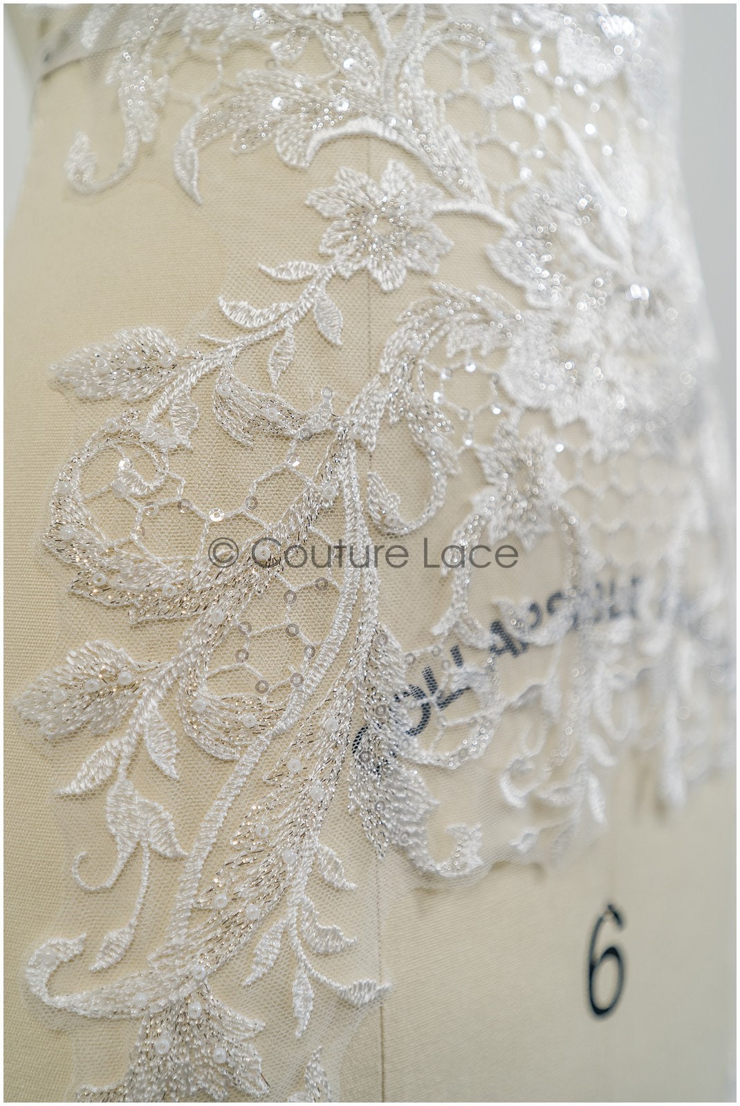 Perlen Applikation für Brautkleid, Blumenspitze Aufnäher, bestickte Spitzenapplikation, Brautapplikation// A21-196