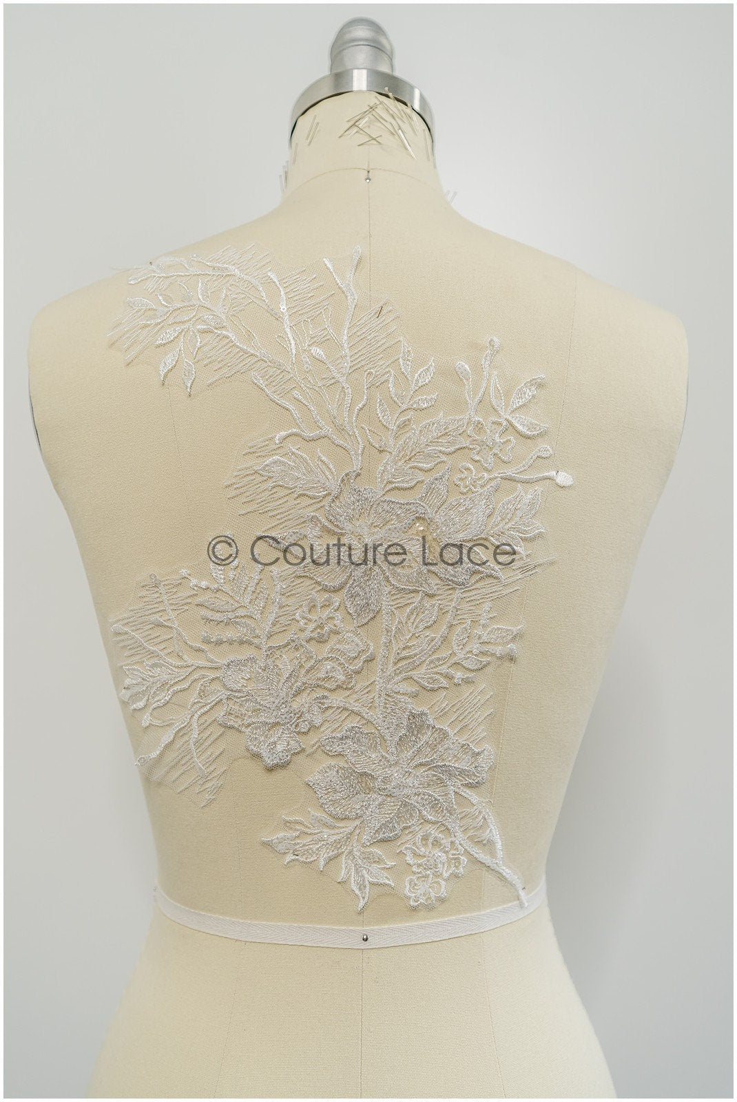 Perlen Applikation für Brautkleid, Blumenspitze Aufnäher, bestickte Spitzenapplikation, Brautapplikation// A21-200