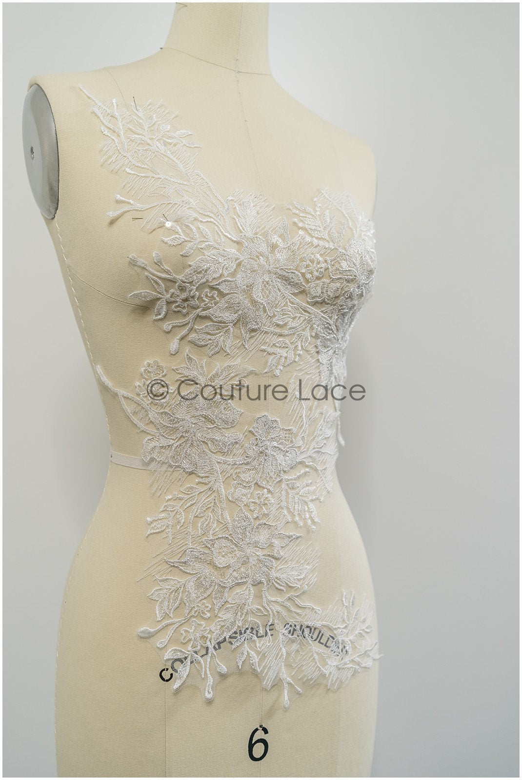 Perlen Applikation für Brautkleid, Blumenspitze Aufnäher, bestickte Spitzenapplikation, Brautapplikation// A21-200