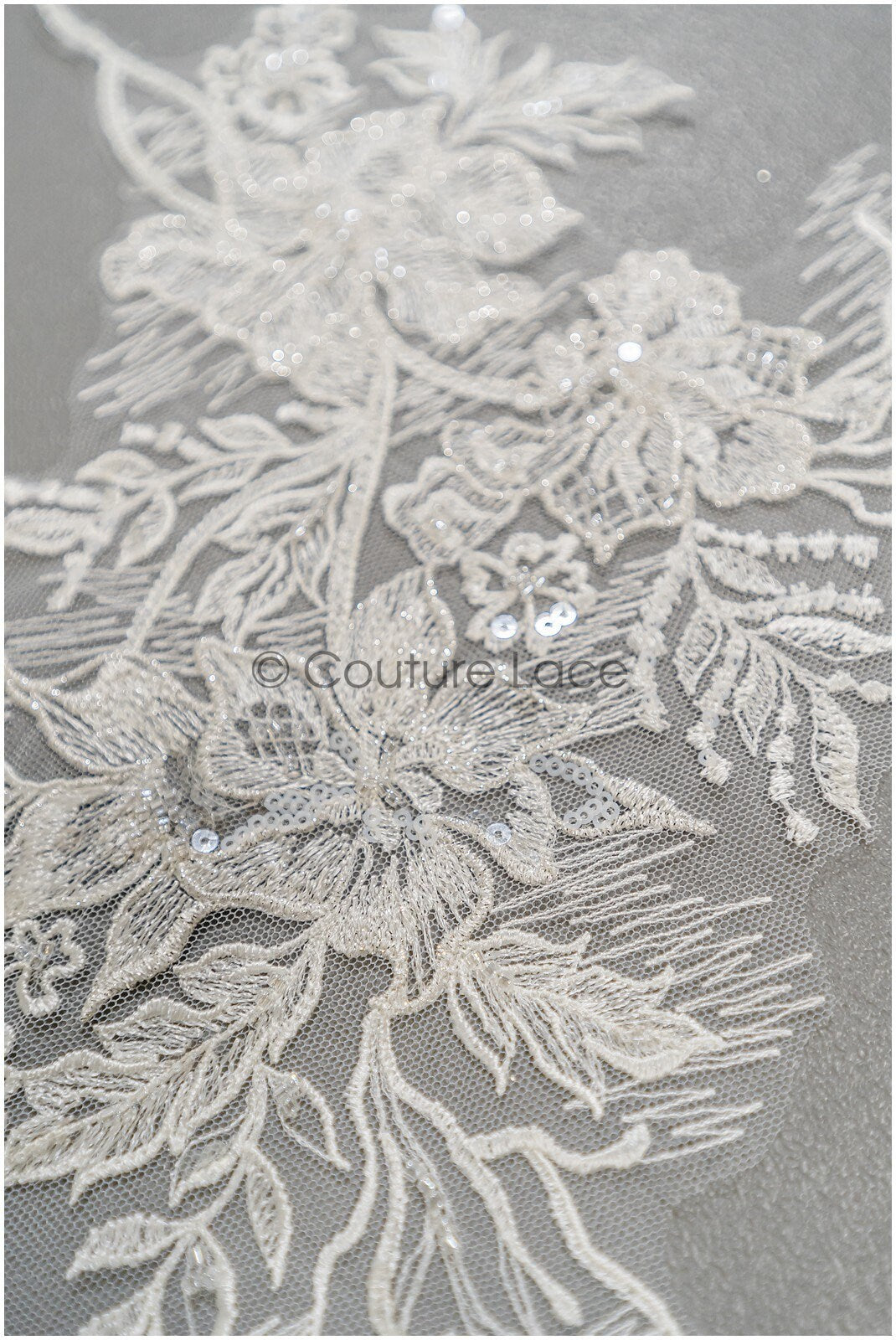 Perlen Applikation für Brautkleid, Blumenspitze Aufnäher, bestickte Spitzenapplikation, Brautapplikation// A21-200