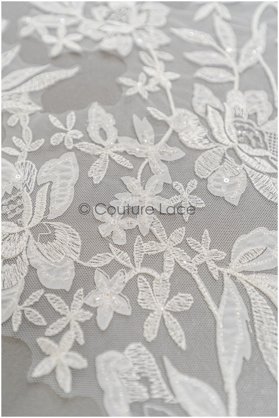 Perlen-Applikation für Brautkleid, Blumenspitze Aufnäher, bestickte Spitzenapplikation, Brautapplikation// A21-201