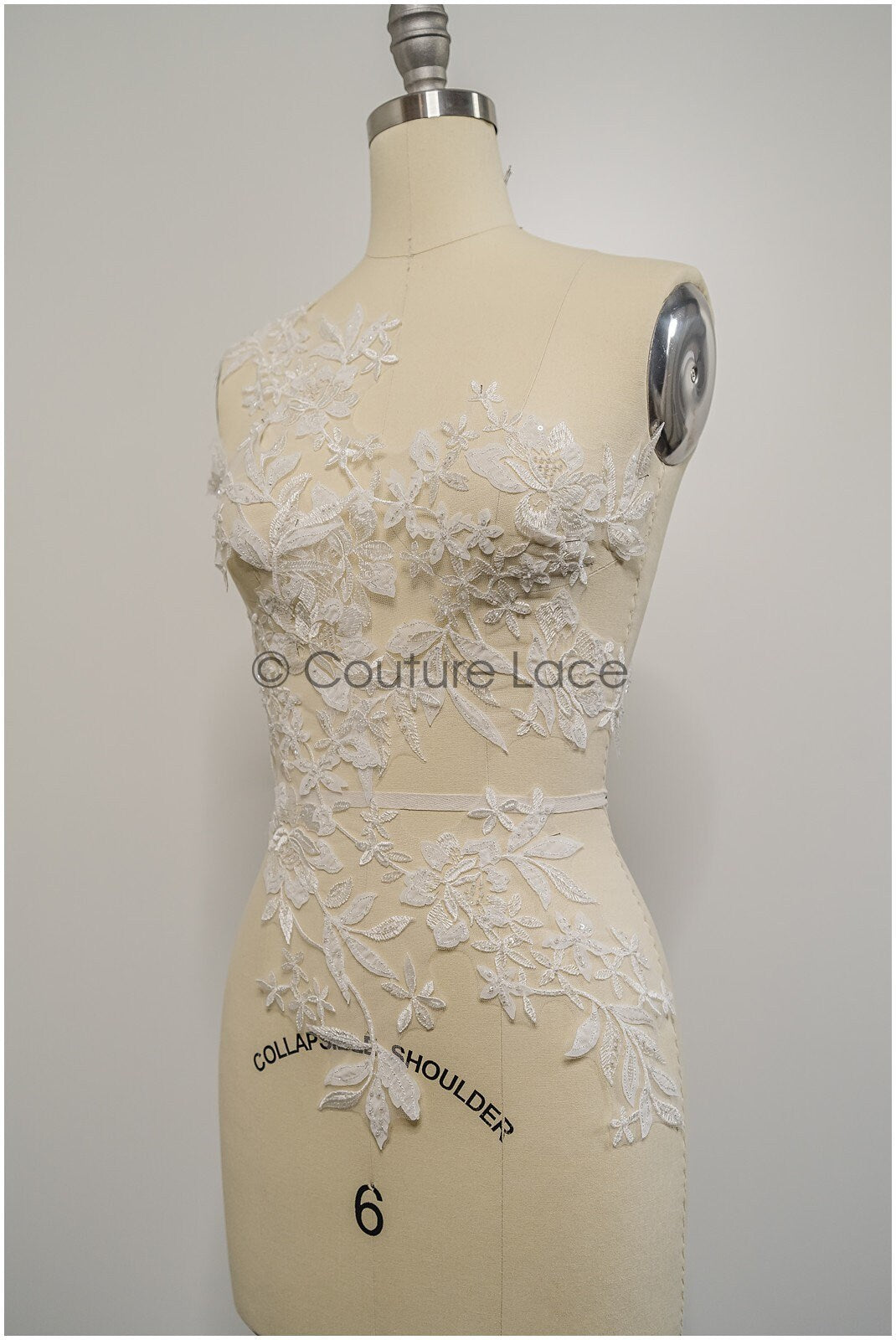 Perlen-Applikation für Brautkleid, Blumenspitze Aufnäher, bestickte Spitzenapplikation, Brautapplikation// A21-201