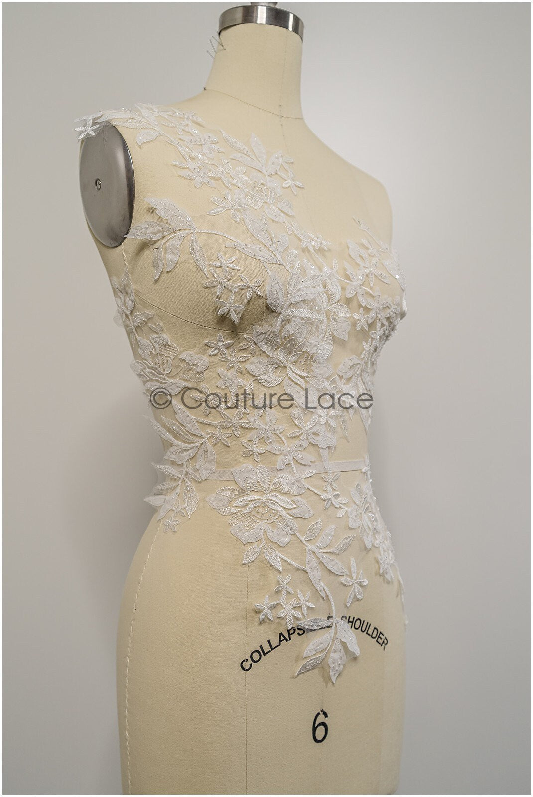 Perlen-Applikation für Brautkleid, Blumenspitze Aufnäher, bestickte Spitzenapplikation, Brautapplikation// A21-201