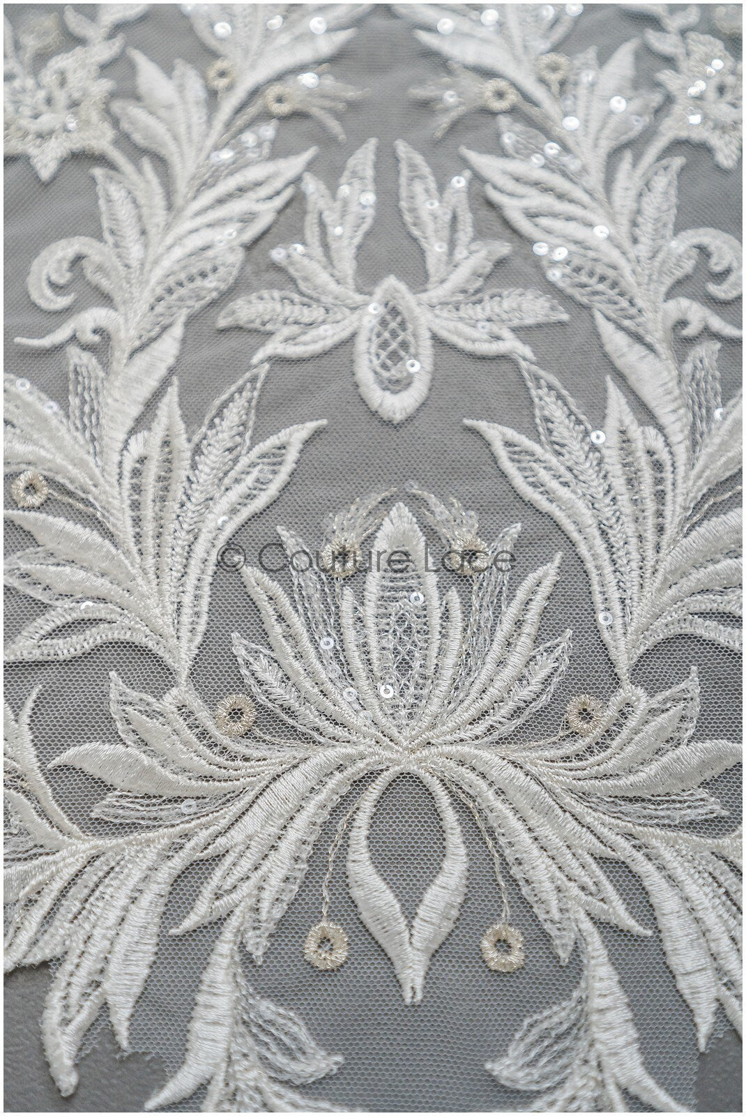 Floral lace applique for wedding dress, floral lace patch, embroidered lace applique, bridal applique// A21-202