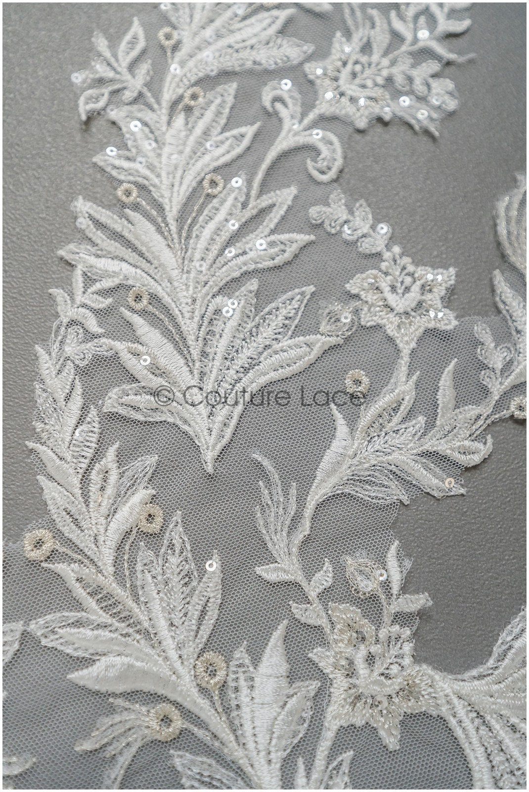 Floral lace applique for wedding dress, floral lace patch, embroidered lace applique, bridal applique// A21-202