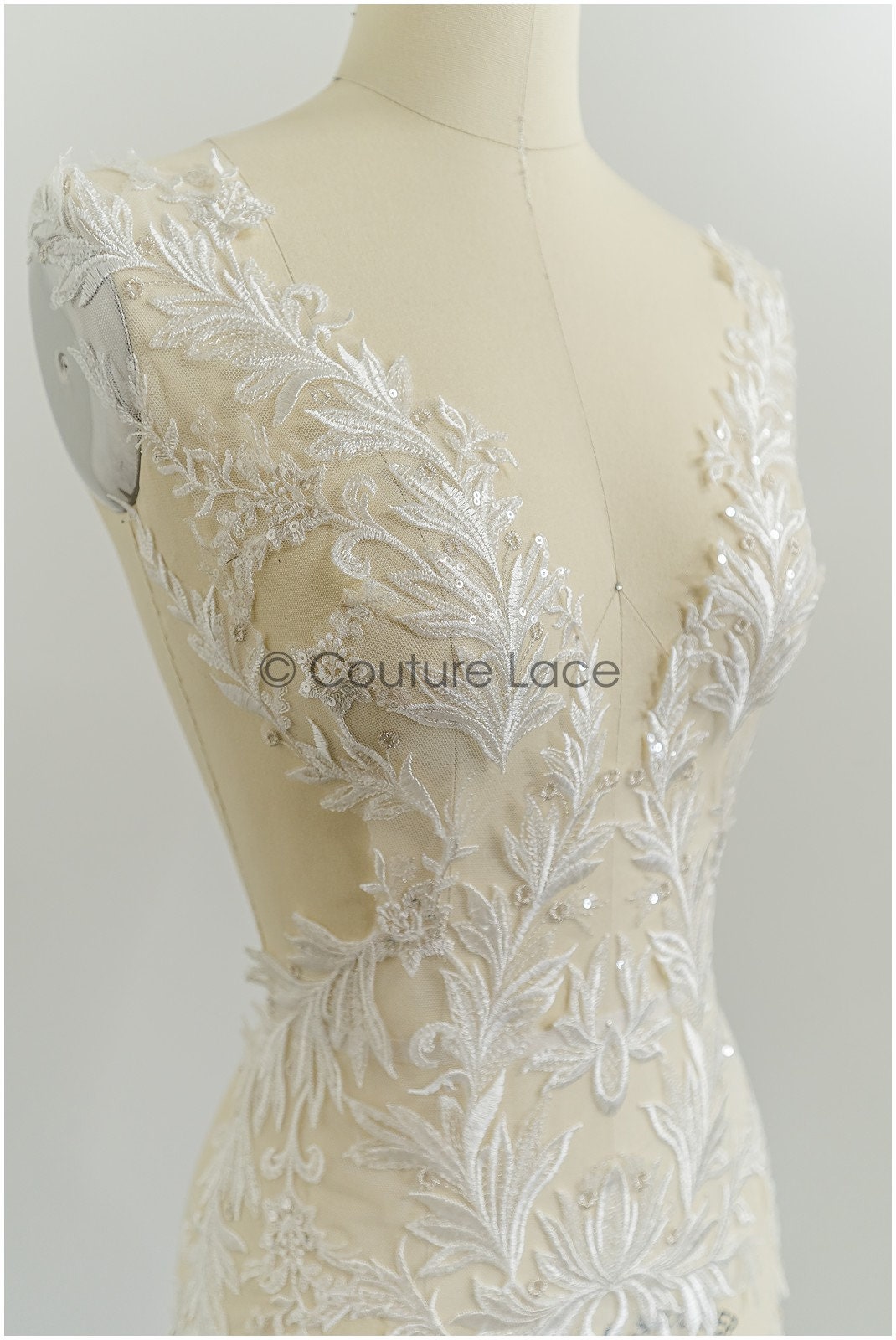 Floral lace applique for wedding dress, floral lace patch, embroidered lace applique, bridal applique// A21-202