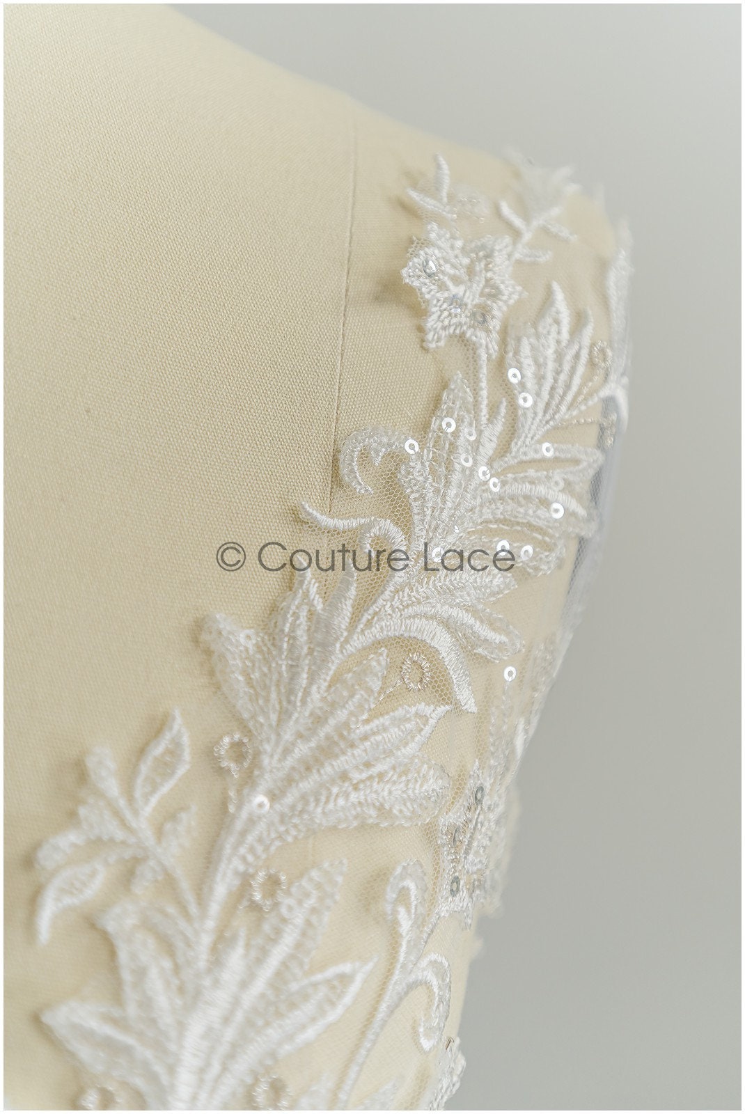 Floral lace applique for wedding dress, floral lace patch, embroidered lace applique, bridal applique// A21-202