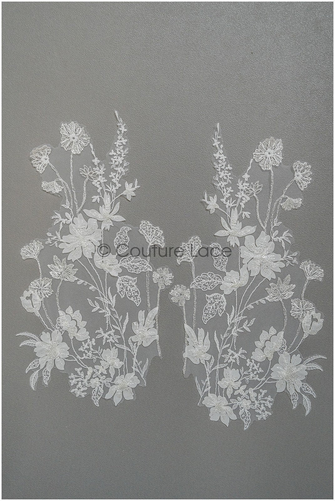 super weiche Wildblumen Spitzen Applikation für Brautkleid, BlumenSpitze Patches, bestickte Spitzen Applikation, Braut Applikation// A21-205