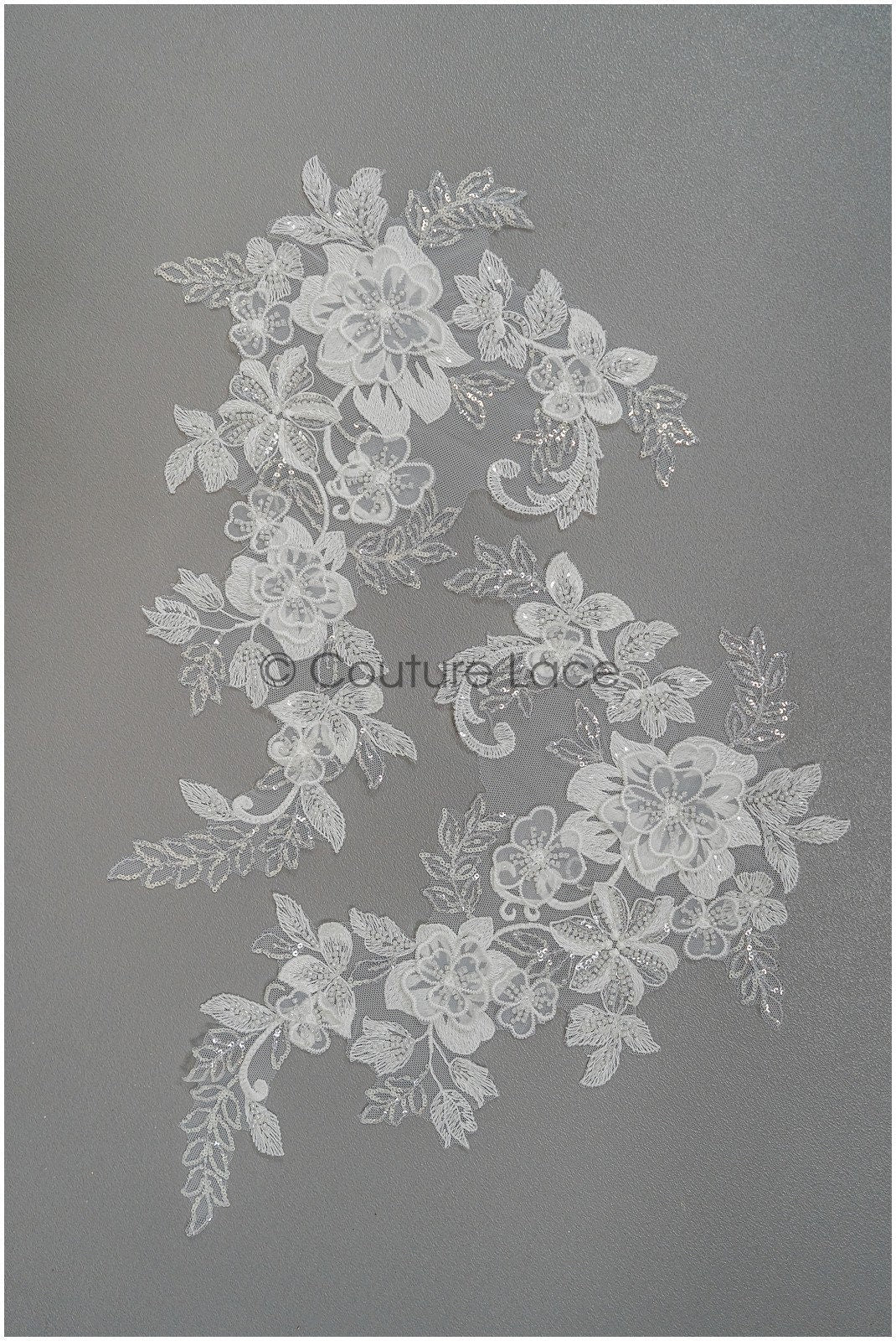 3D Blumen Spitzen Applikation, 3D Blumen Applikation, SpitzenBlume Applikation, Spitzen Applikation, 3D Brautkleid Spitzen Applikation, BrautSpitze Applikation// A21-207