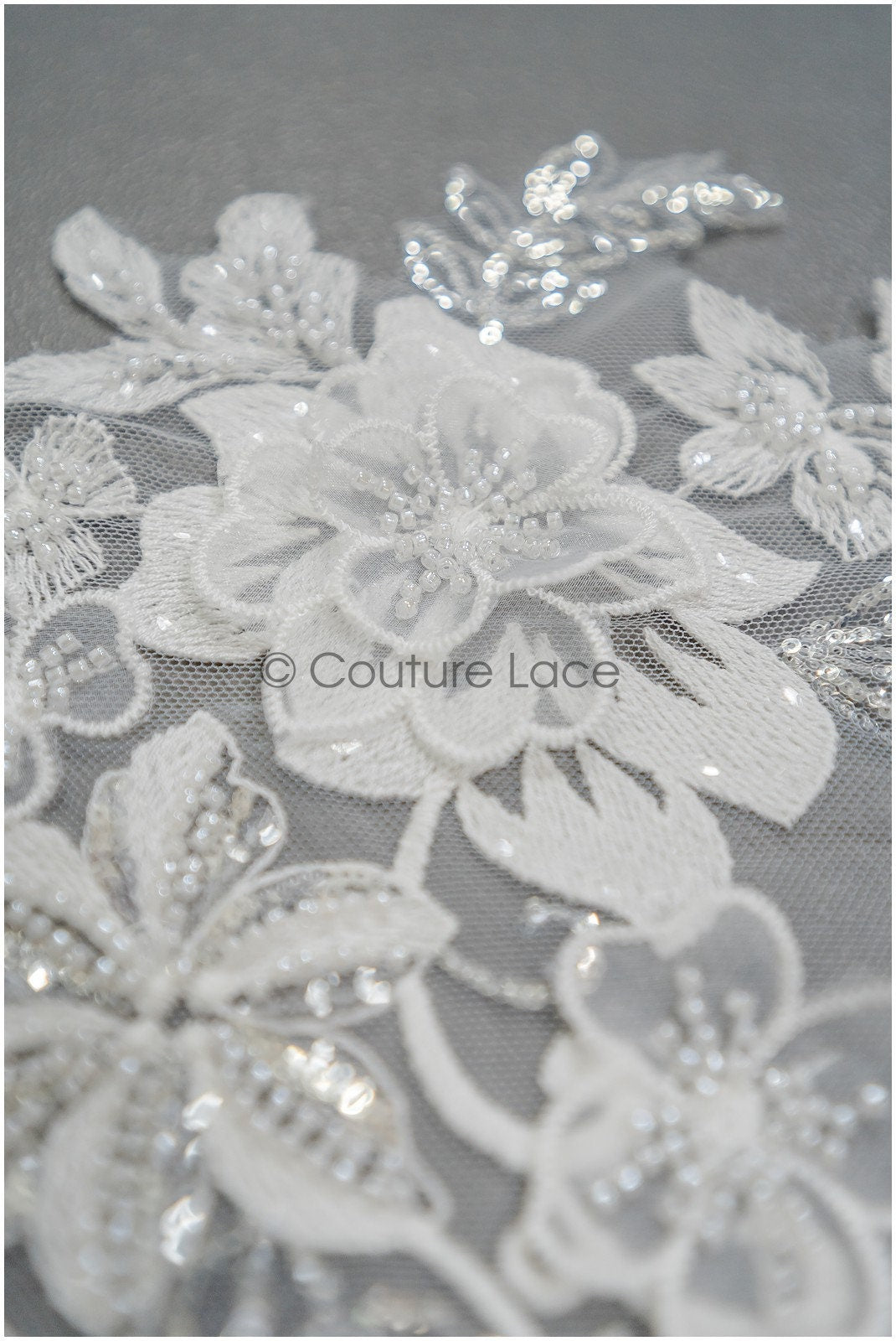 3D Blumen Spitzen Applikation, 3D Blumen Applikation, SpitzenBlume Applikation, Spitzen Applikation, 3D Brautkleid Spitzen Applikation, BrautSpitze Applikation// A21-207