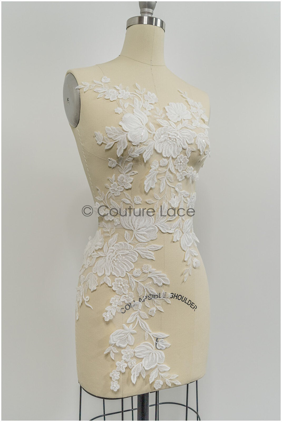 Floral lace appliques for bridal dress, floral lace patches, embroidered lace appliques, corded lace appliques off-white// A21-210