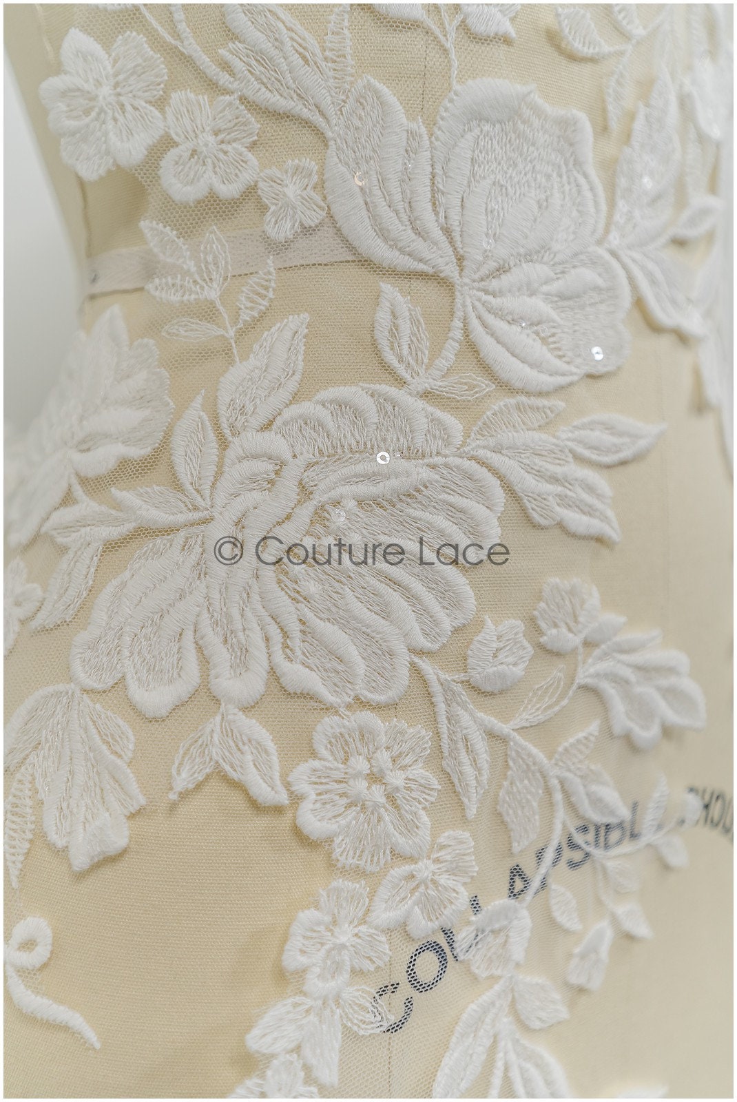Floral lace appliques for bridal dress, floral lace patches, embroidered lace appliques, corded lace appliques off-white// A21-210