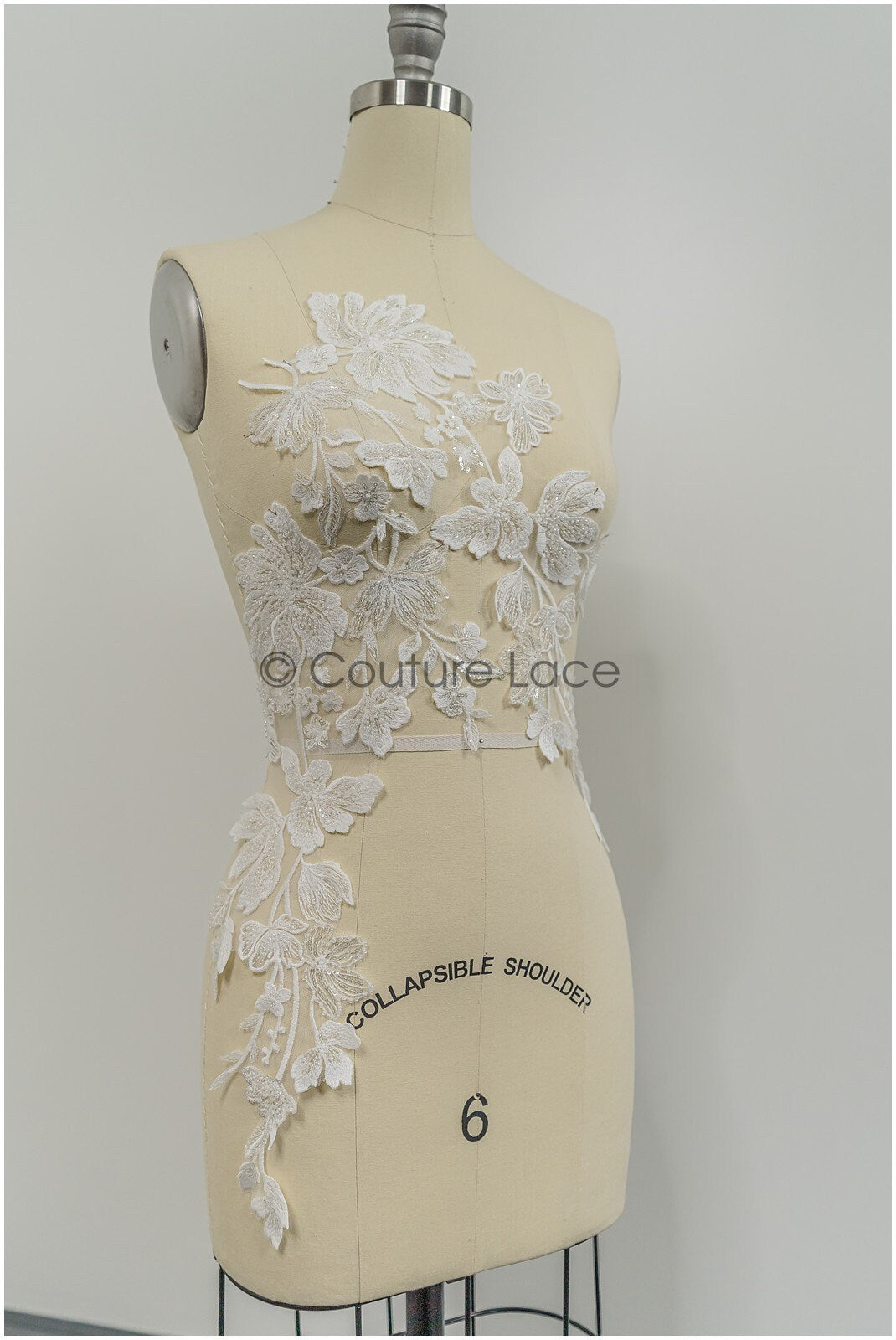 Perlen Applikationen für Brautkleid, Blumenspitze Aufnäher, bestickte Spitzenapplikationen, kordelierte Spitzenapplikationen off-white// A21-212