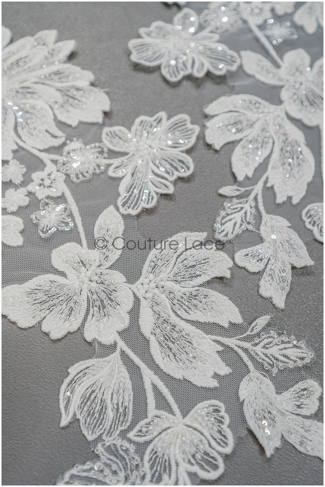 Perlen Applikationen für Brautkleid, Blumenspitze Aufnäher, bestickte Spitzenapplikationen, kordelierte Spitzenapplikationen off-white// A21-212