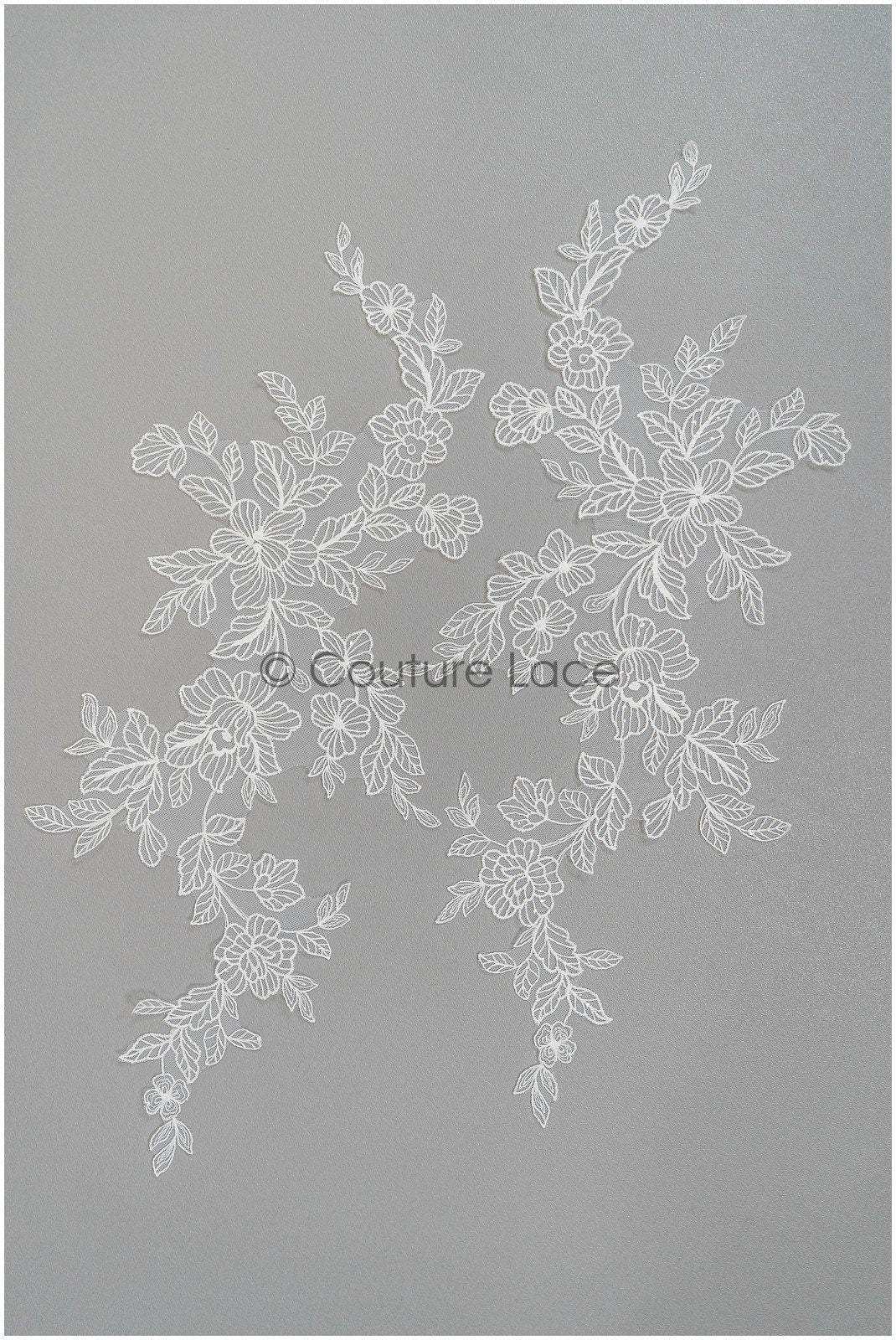 Perlen Applikationen für Brautkleid, Blumenspitzen Aufnäher, bestickte Spitzenapplikationen, kordelierte Spitzenapplikationen off-white// A21-213