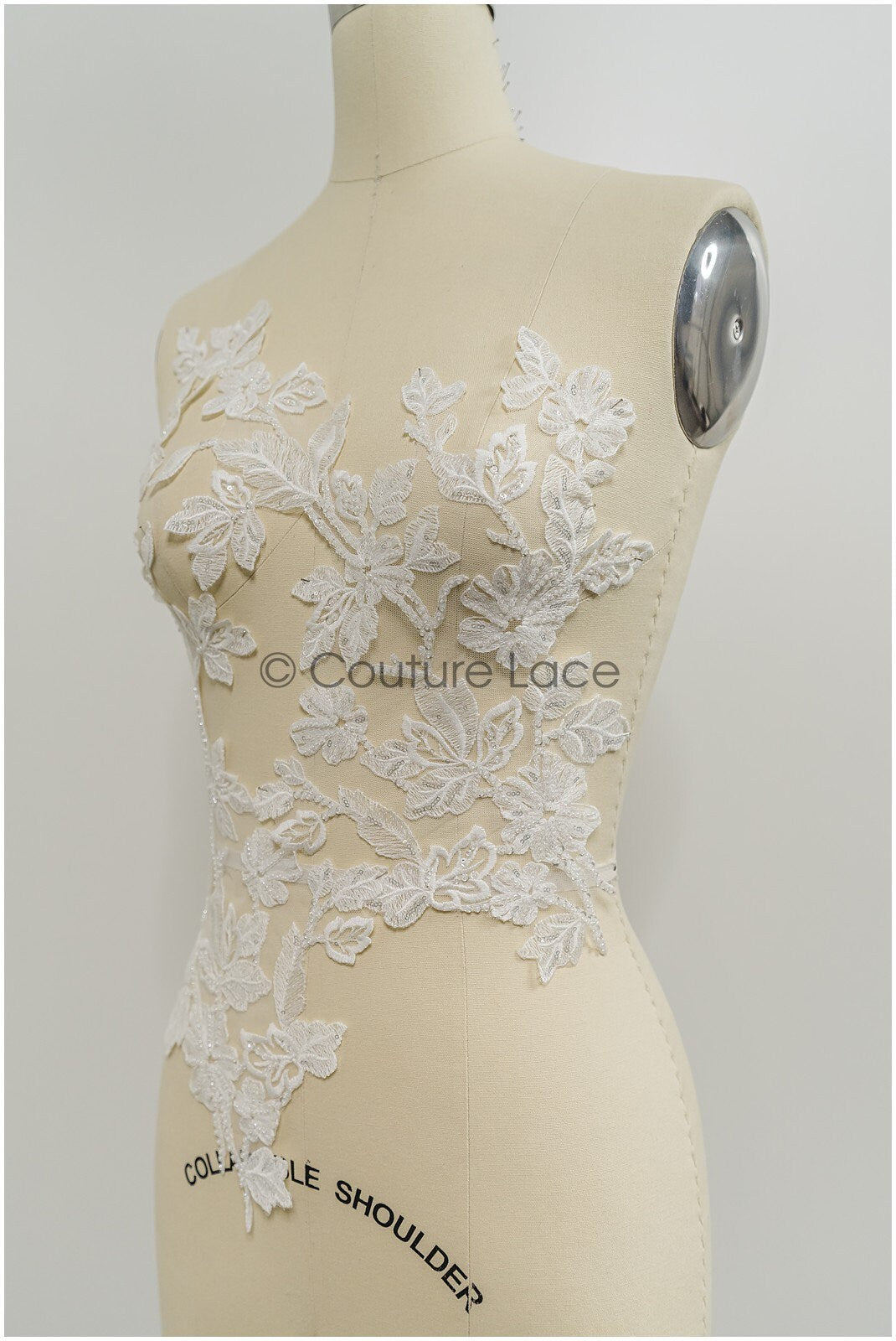 Perlen Applikationen für Brautkleid, Blumenspitzen Aufnäher, bestickte Spitzenapplikationen, kordelierte Spitzenapplikationen off-white// A21-214