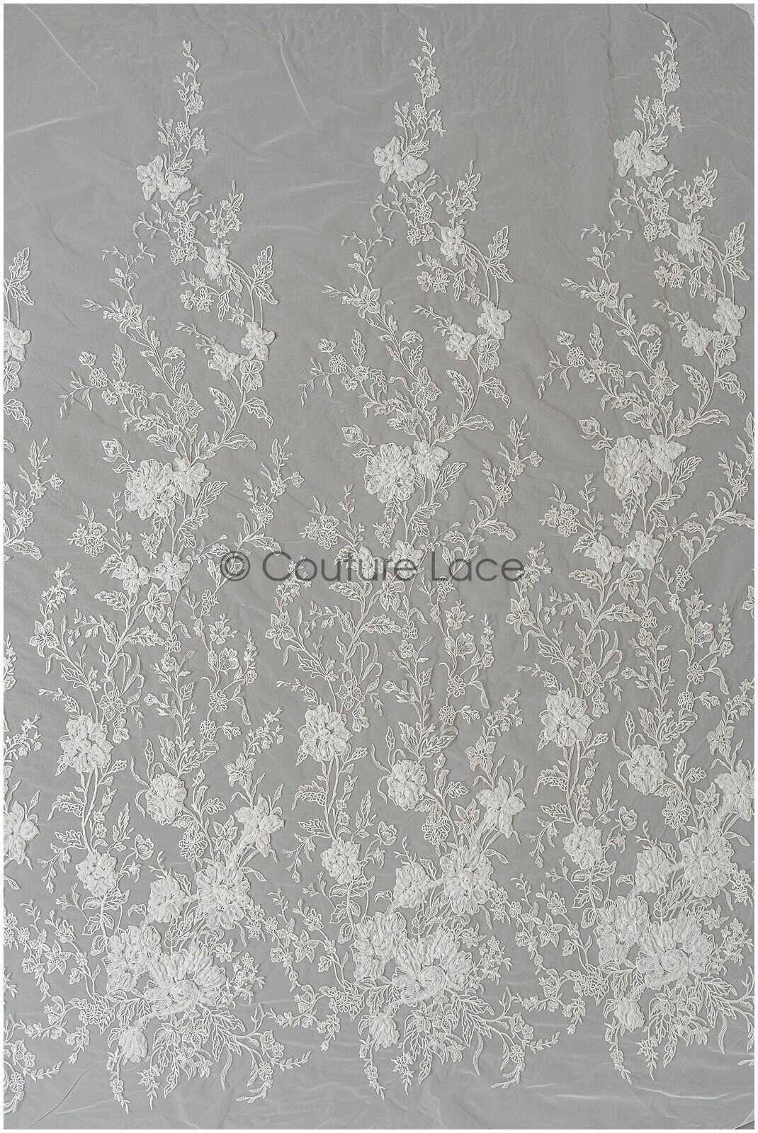 3D Blumen Spitzenstoff Off-White/ Braut Spitzenstoff/ romantische Spitze mit 3D Blumen/ Hochzeit Spitzenstoff// L22-219B