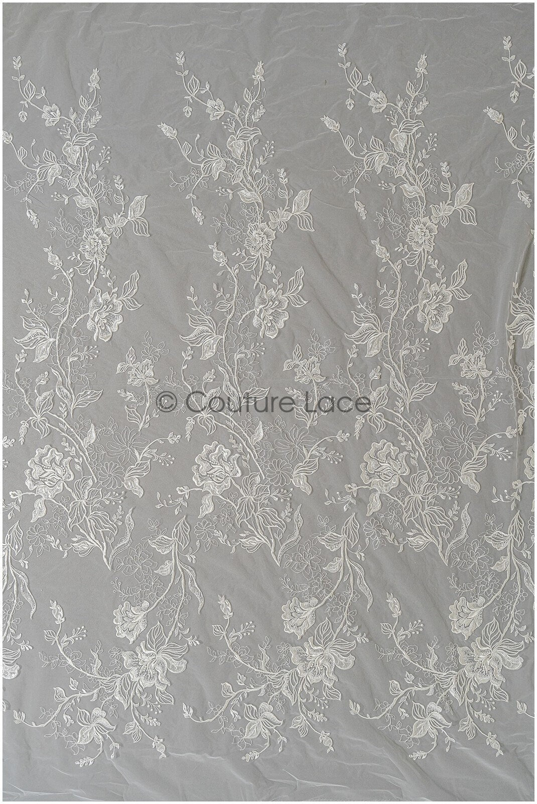 Romantischer floraler Spitzenstoff Off-White/ bestickter Braut Spitzenstoff/ florale Spitze/ Hochzeit Spitzenstoff// L22-286B