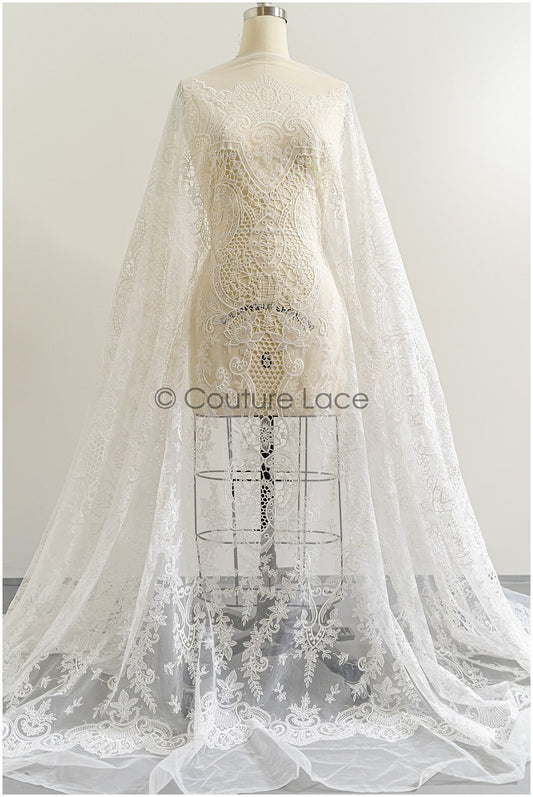 Braut Spitzenstoff Off-White/ Netzstoff/ französische Spitze/ Häkelspitze/ Brautspitze// L22-297B