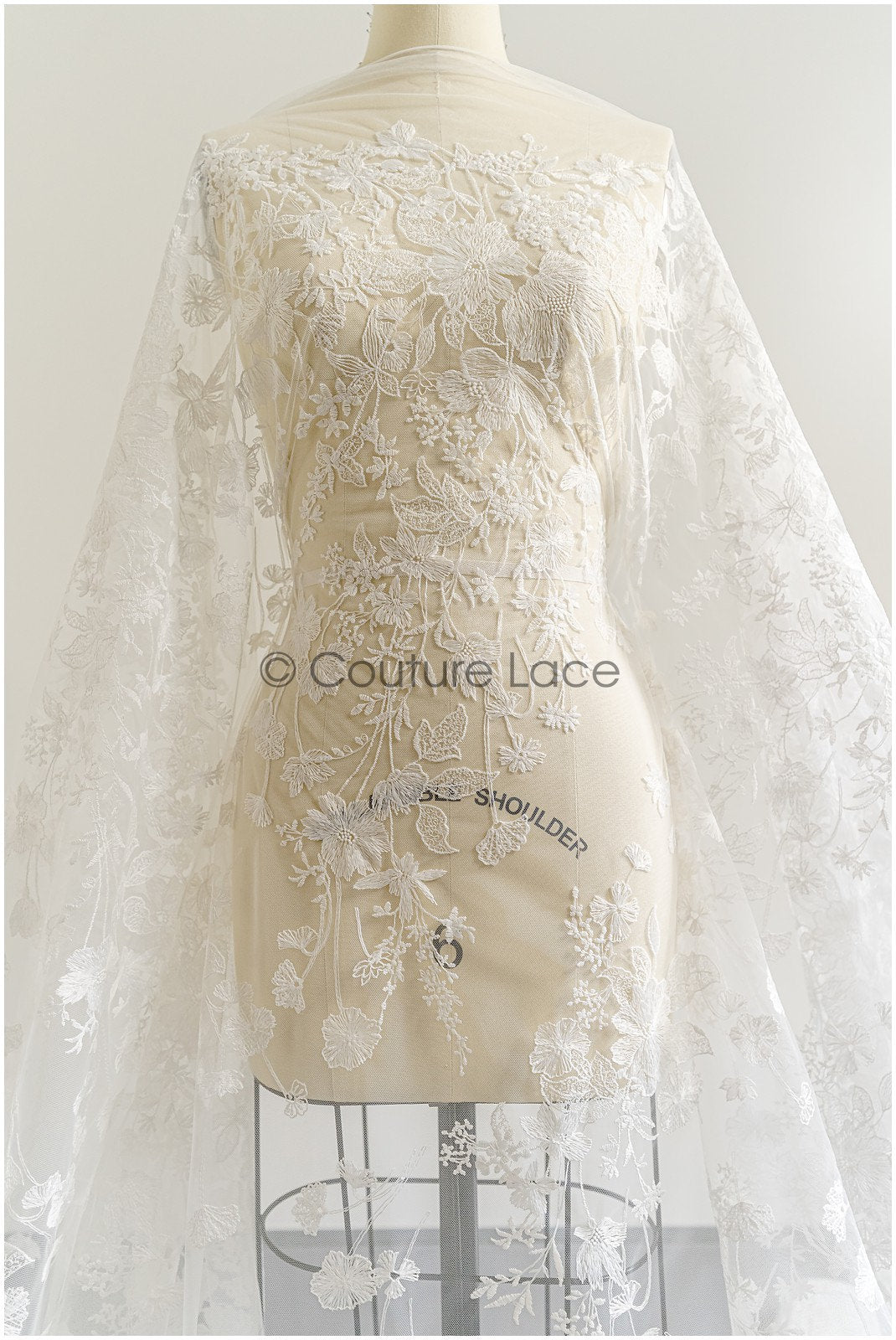 Blumen Braut Spitze Off-White/ Brautspitze/ Blumen Hochzeit Spitze/ Couture Spitze// L22-311B