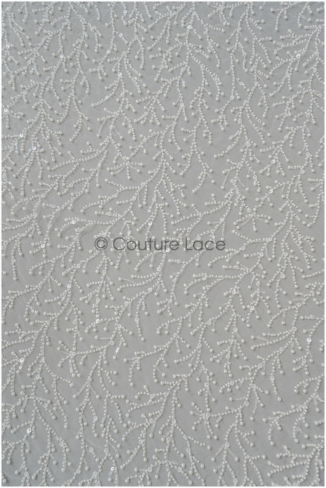 Perlen Spitzenstoff Off-White/ Couture Spitze Stoff/ Brautspitze mit Perlen/ Perlenspitze// L21-136