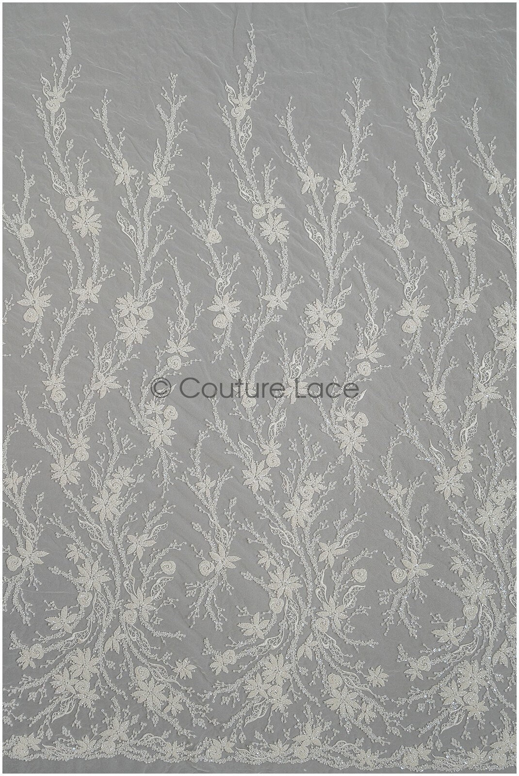 Perlen Spitzenstoff Off-white/ Couture Spitze Stoff/ Brautspitze Stoff mit Perlen/ Perlen Spitze// L21-193B
