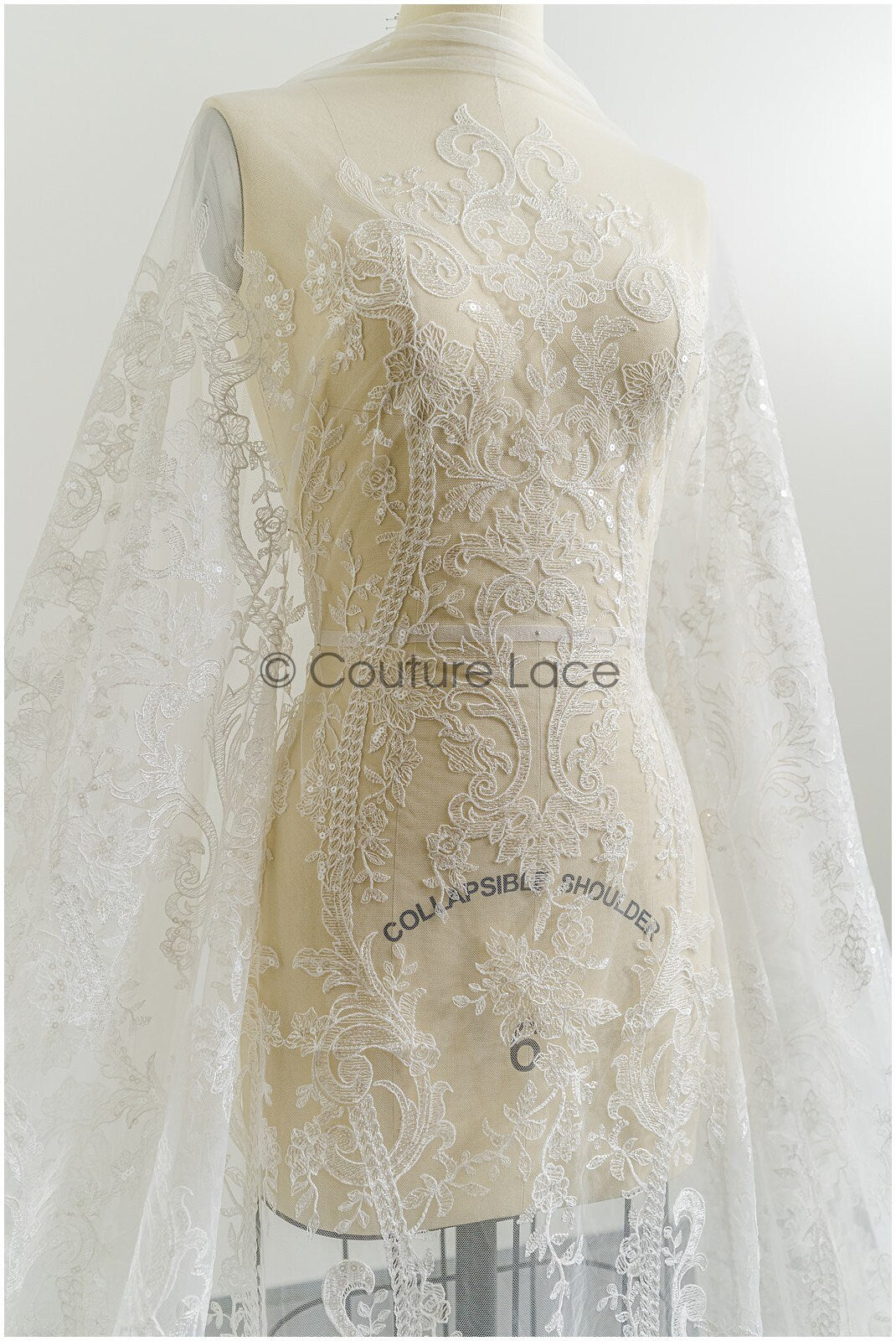 Romantische Braut Spitze Off-White/ Blumen Spitze/ Hochzeitskleid Spitenstoff/ Brautsptze// L21-085B