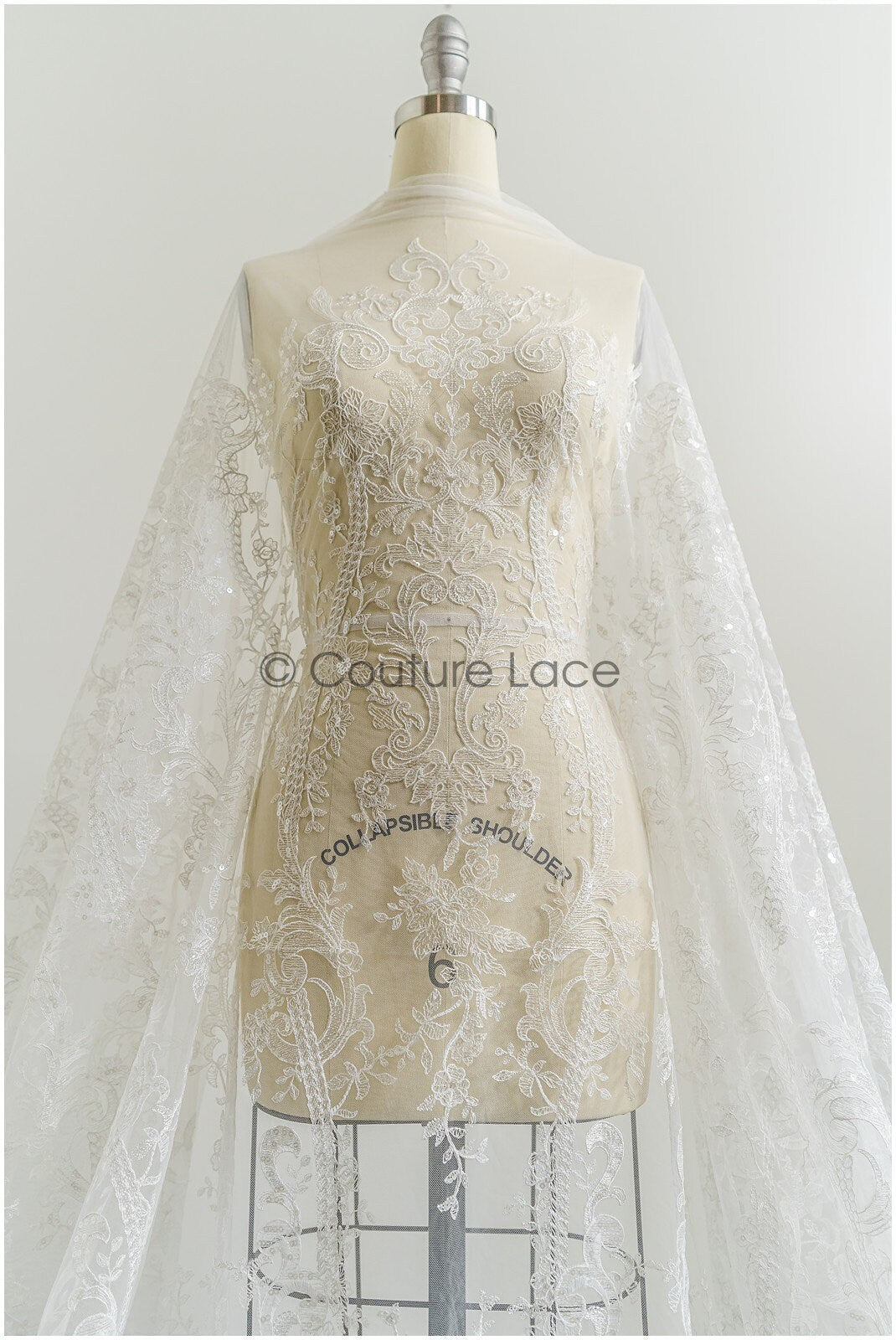 Romantische Braut Spitze Off-White/ Blumen Spitze/ Hochzeitskleid Spitenstoff/ Brautsptze// L21-085B